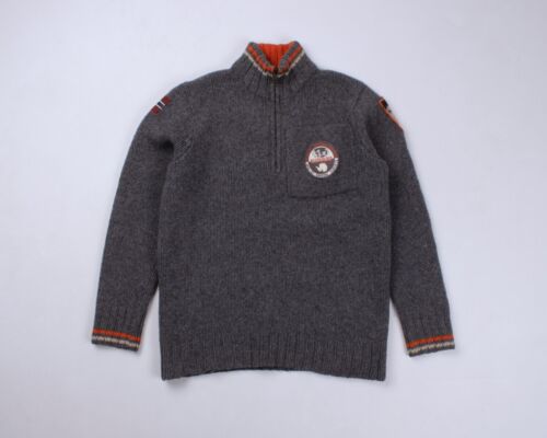 NAPAPIJRI Alaska Ski Patches Strick Wolle 1/4 Half Zip Sweater Pullover Gr. S - Bild 3 von 15