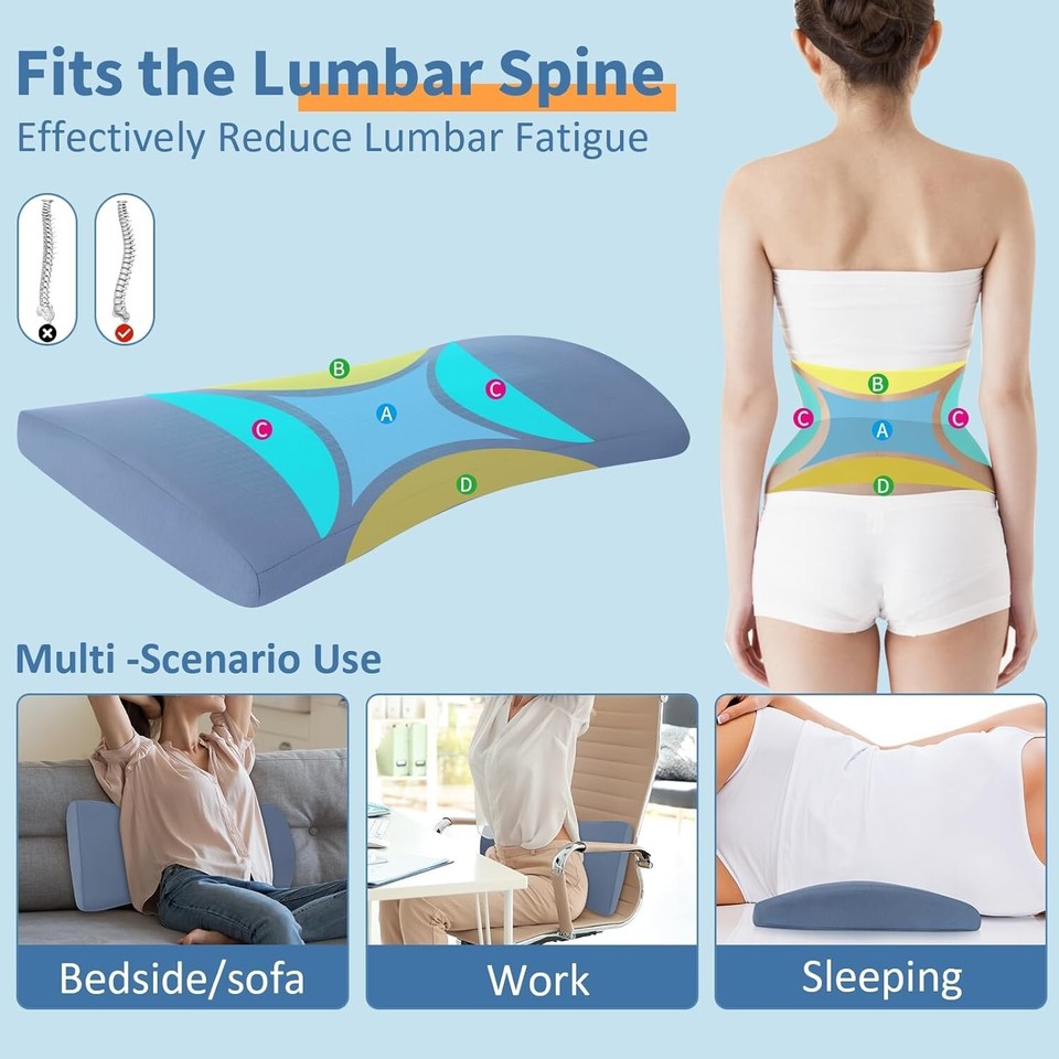 Lumbar Support Pillow for Bed Relief Back Pain Lower Back Pillow for