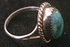 TT STERLING Stamped: Vintage; Navajo Native-Royston Turquoise, Size 6.5 Ring  — photo 9