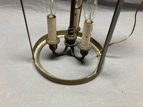 Antique Large Brass Ceiling Light Fixture Pendent Cylinder VTG Old 413-25B - Picture 8 of 9