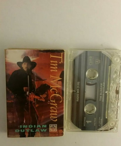 Tim McGraw Indian Outlaw Single Radio Mix Dance Mix Audio Cassette 1994 - Picture 3 of 3