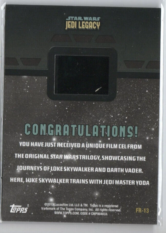 Star Wars Jedi Legacy 2013 Topps Film Cel Relic Card FR-13 Yoda Luke Skywalker - Image 2 of 2