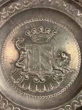 Antique German Pewter Plate Bavarian Coat Of Arms