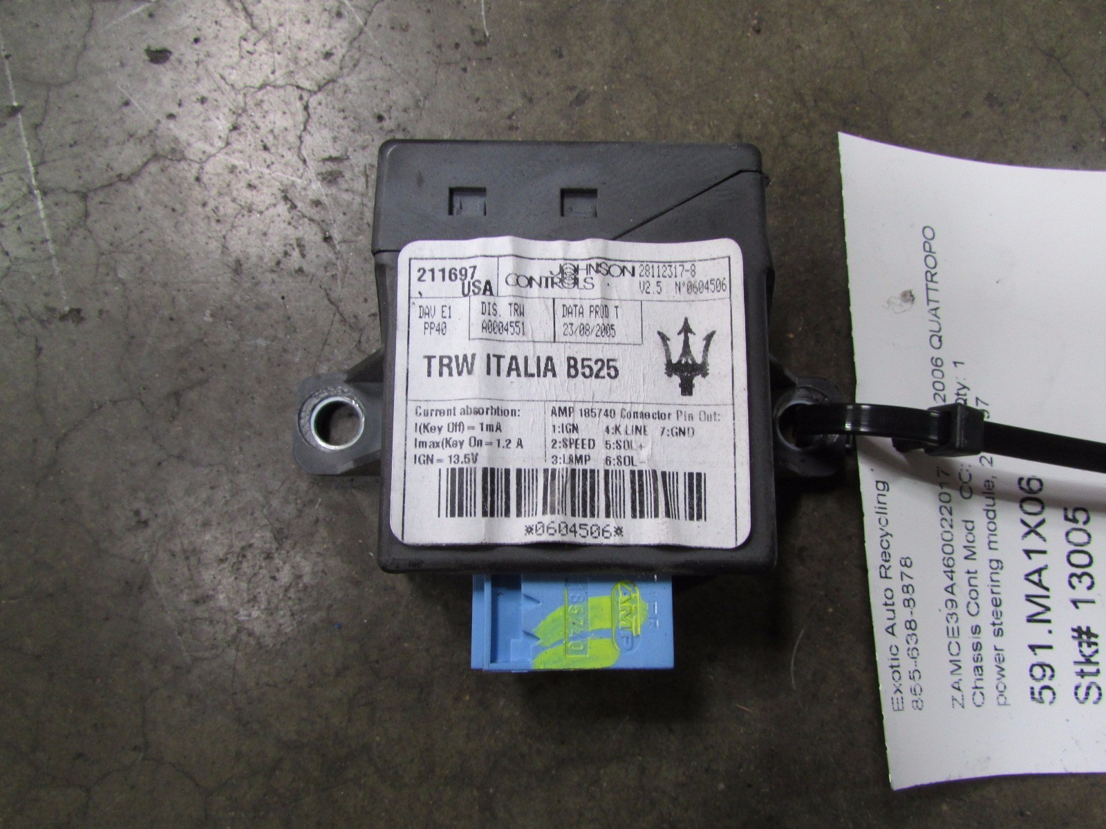 Maserati Quattroporte, Power Steering Computer, ECU, Used P/N 211697