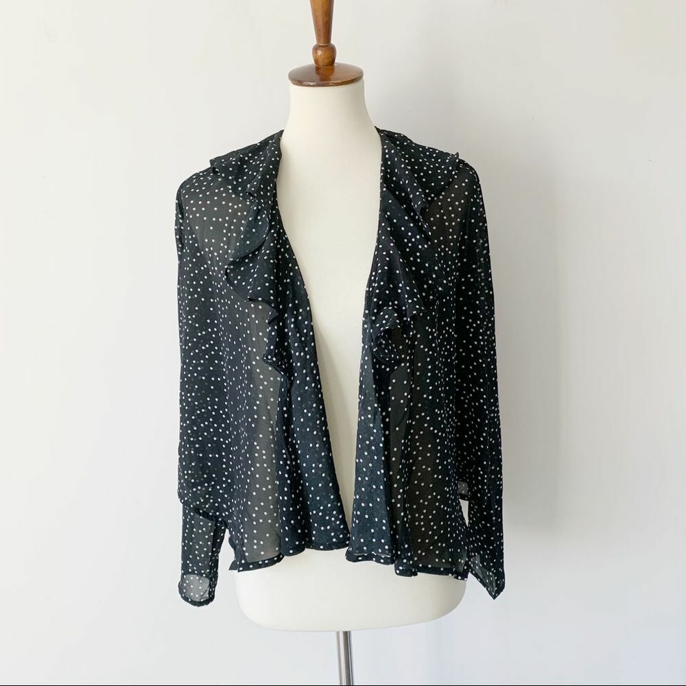 Cotton Candy Sheer Cardigan Ruffle Polka Dot Small | eBay