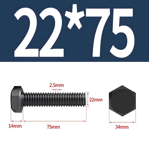 M22 DIN 931 / 933 12.9 acero tornillos hexagonales máquinas tornillos roscados M22x - Imagen 9 de 22