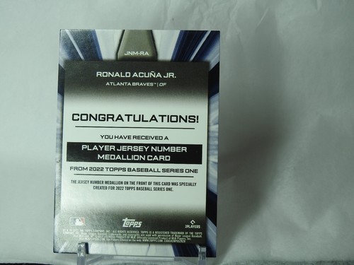 2022 Topps Ronald Acuna Jr Jersey Patch #13 MVP Black Friday Christmas for Him - Picture 6 of 9
