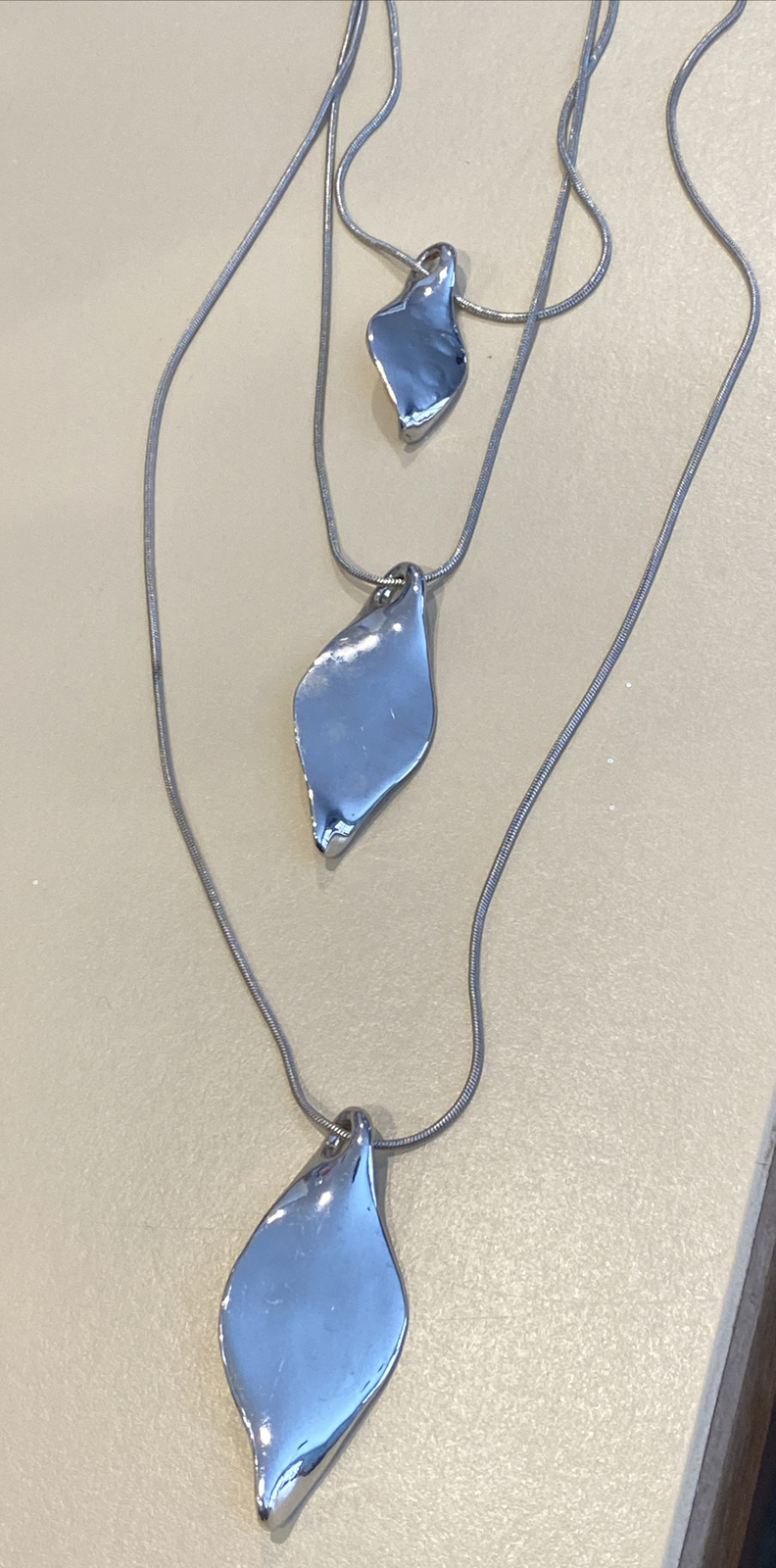 Express Silver Tone Long Multi-Strand Necklace Te… - image 1