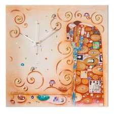 Orologio da Parete L'Abbraccio di Klimt in Legno con Cristalli Swarovski