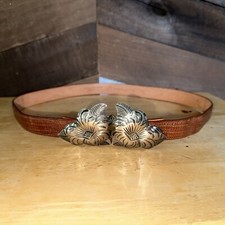 VTG James Reid Sterling Silver Artisan Buckle Detailed Stamping Lizard Belt