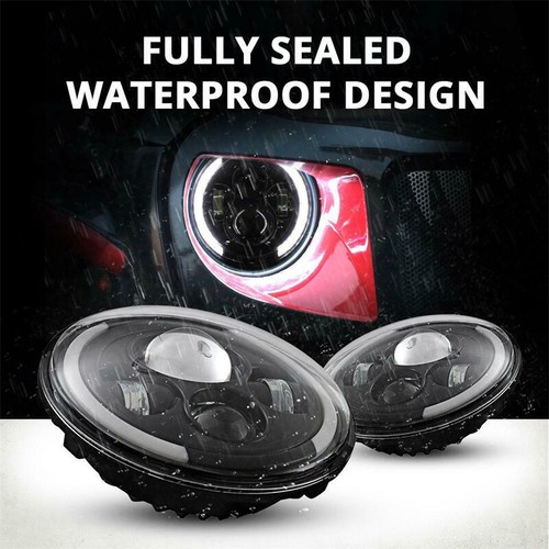 For Ford Mustang 1965-1978 7" inch Round LED Headlights Pair Halo DRL Angel Eyes - Picture 14 of 22
