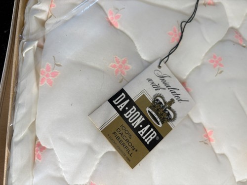 New White Storktex Crib Blanket w Pink Roses Satin Trin Dupont New Old Stock - Picture 3 of 7