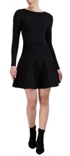 BCBGMaxazria Dress Sweater Knit Fit & Flare Mini Dress Black Size XS