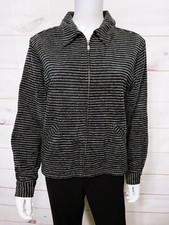 Christopher & Banks Womens Jacket Size M Black Full Zip Pockets Long Sleeve