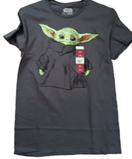 Star Wars Baby Yoda Mandalorian T-Shirt Tee Mens Small Gray Short Sleeve New NWT