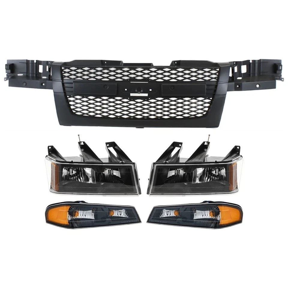 NEW FRONT GRILLE HEADLIGHTS PARKING LIGHTS KIT 5PC FOR 2004-2012 CHEVY COLORADO Foto 2 de 4