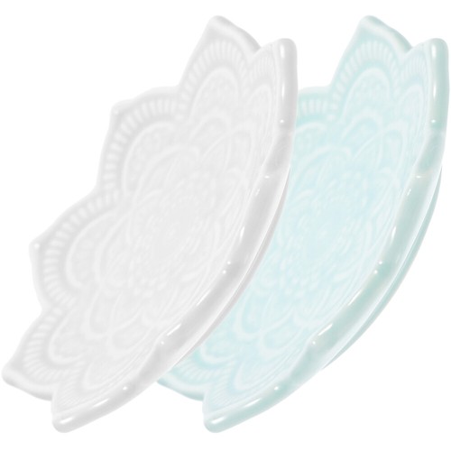 2 Pcs Keramik -Mandala -Schmuckplatte in Blumenform Schmuckteller Aus - Bild 6 von 12