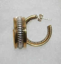 Silpada Sterling Silver and Brass Rope Coil Hoop Post Earrings P0382