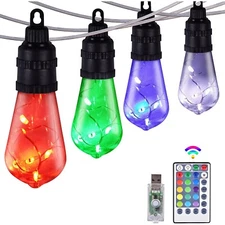 Indoor Outdoor string lights 54ft multicolor timer remote waterproof shatterproo