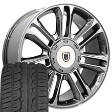 5358 Chrome 22x9 Rims 28545 Tires Set Fit Escalade Tahoe Yukon