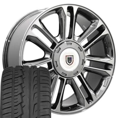 5358 Chrome 22x9 Rims 285/45 Tires SET Fit Escalade Tahoe Yukon
