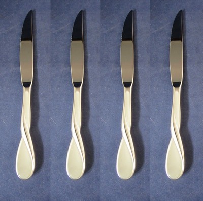 SET OF FOUR - Oneida Stainless Flatware  - SATIN AQUARIUS -  Steak Knives 