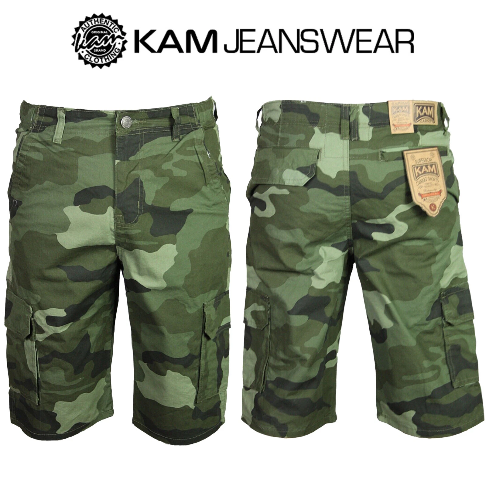 Mens Cargo Combat Shorts Plus Size Camouflage Cotton Combat Half Pant, 30W - 42W