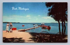 Flint Michigan "Perfect Day" Vintage Generic Postcard ~ Fishing Pier ~1960s