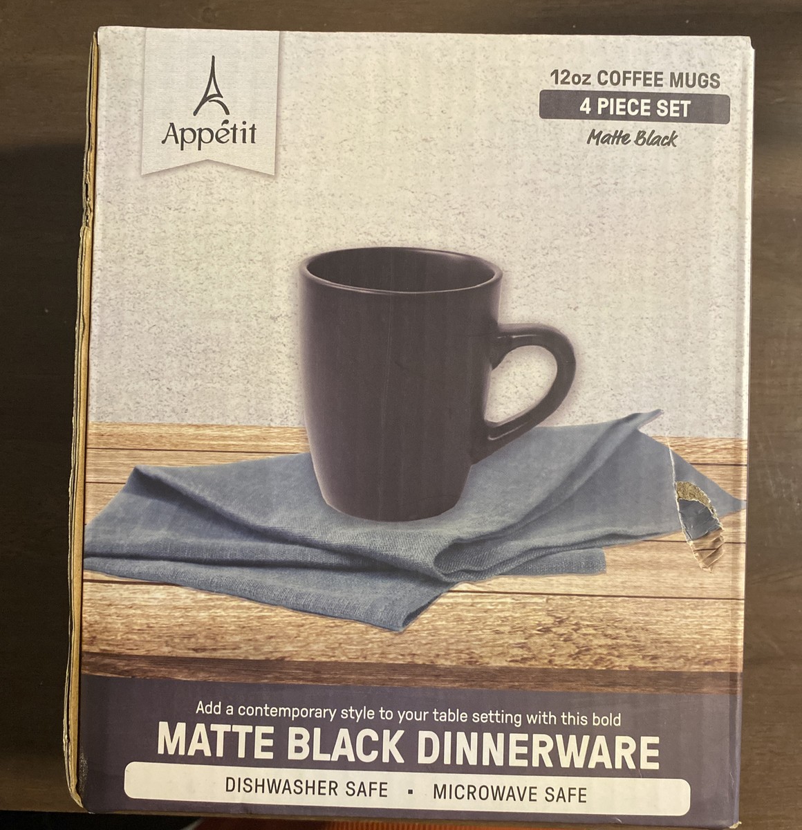 Appetit 12 Oz Coffee Mugs 4 Piece Set (Matte Black) | eBay