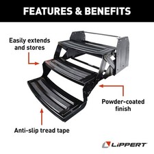 Lippert Components 432687 3 Manual Folding Steps 24in W x 7in Depth 7 Inch Rise
