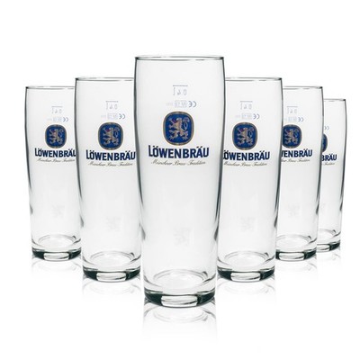 6x Löwenbräu Bier Glas 0,4l Willi Becher Rastal Neu Gläser Pils Export Pokal Bar