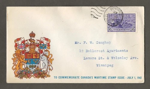 Canada first day cover, Talbot Cachet 261 50 cent munitions  [ 786