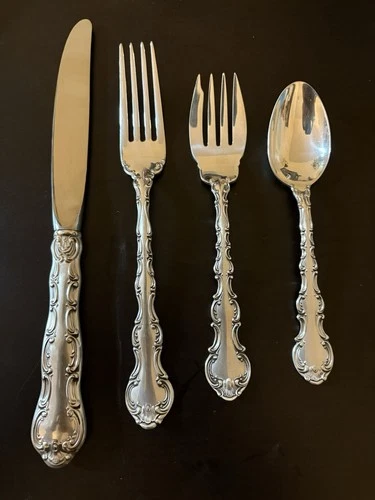 GORHAM STRASBOURG STERLING - Dinner Knife, Place Fork, Salad Fork And Teaspoon