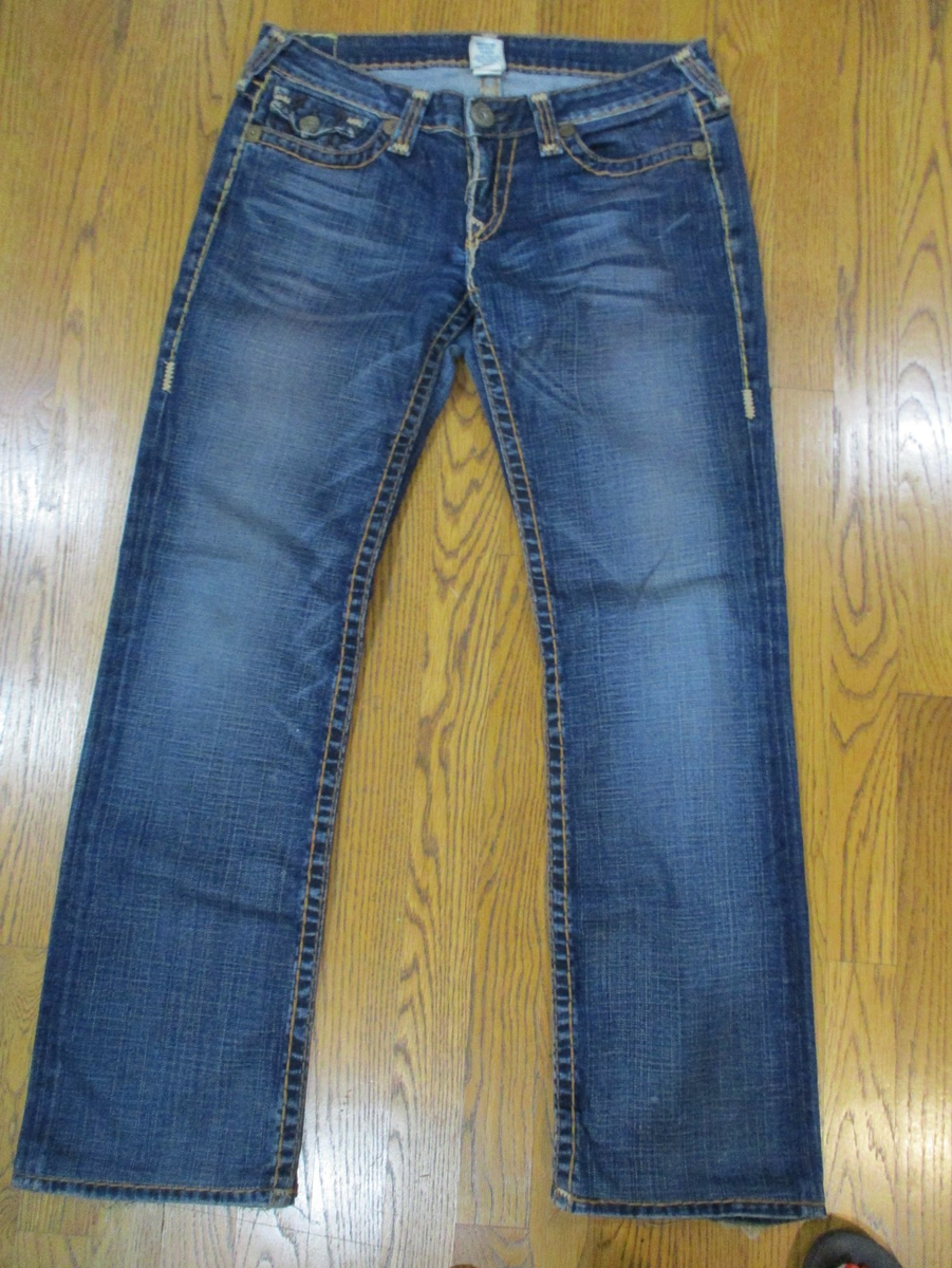True Religion Women Blue Denim Jeans 31x31 Billy Super T Flap