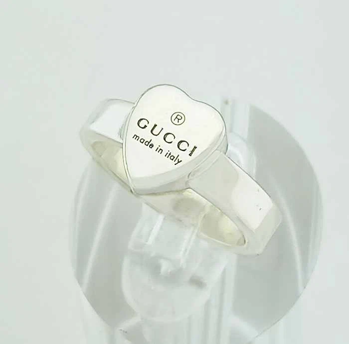ANILLO GUCCI CORAZÓN SÓLIDO PLATA ESTERLINA .925 SÓLIDA - HECHO EN ITALIA Foto 4 de 4