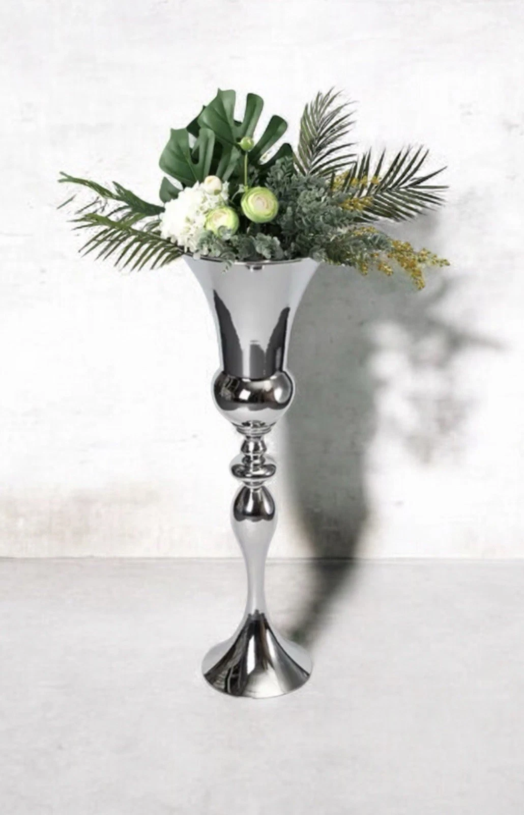 Chrome Giant Foot Palace Vase 75 X 20cm