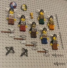 LEGO Viking Minifigures Lot 7 Warriors Army Knights Guys Spears Battle Axes NEW