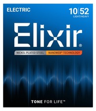 Elixir 12077 Nanoweb Light Top/Heavy Bottom Electric Guitar Strings 10-52