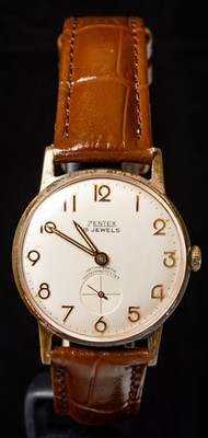 Zentex Ivory Sub-Dial Herren Handaufzug Vintage Uhr -- funktioniert
