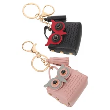 2 Pcs Couple Coin Purse Keychain Wallet Mini Bag Chains Women Cute