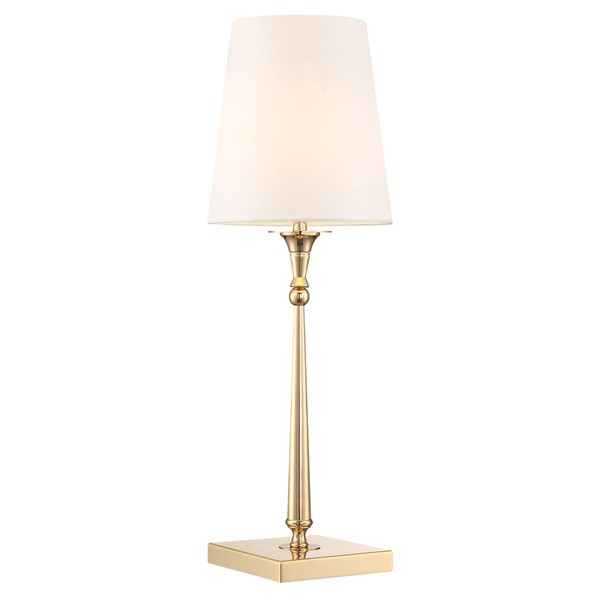 Tischlampe Tischleuchte Nachttischlampe Stoff Metall 58 Cm Hoch In Gold Weiß E27-image