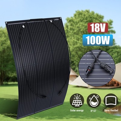 100W Flexible Mono Solar Panel ETFE 18V MC4 For Home RV Camping Boat Off-Grid