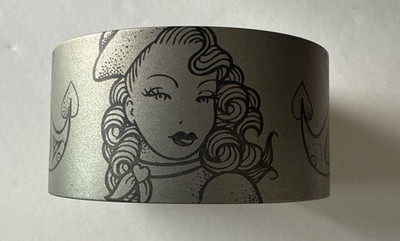 Tattooed Steel Cuff Beautiful Sailor Lady Anchors Bracelet