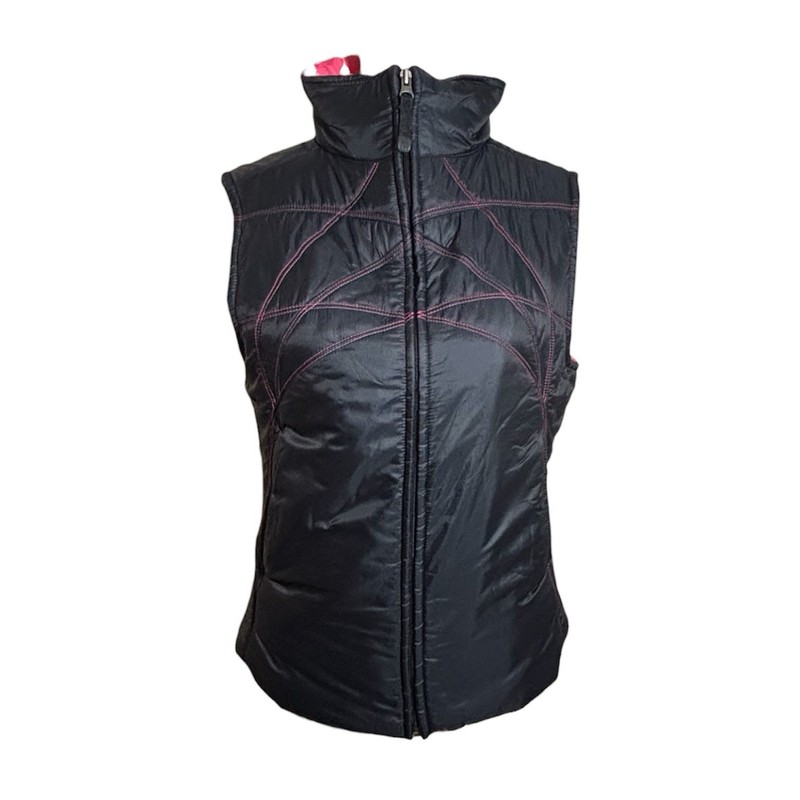 Alpine Design Women's Black Ski Puffer Vest Pink Stitching Detail Size Large