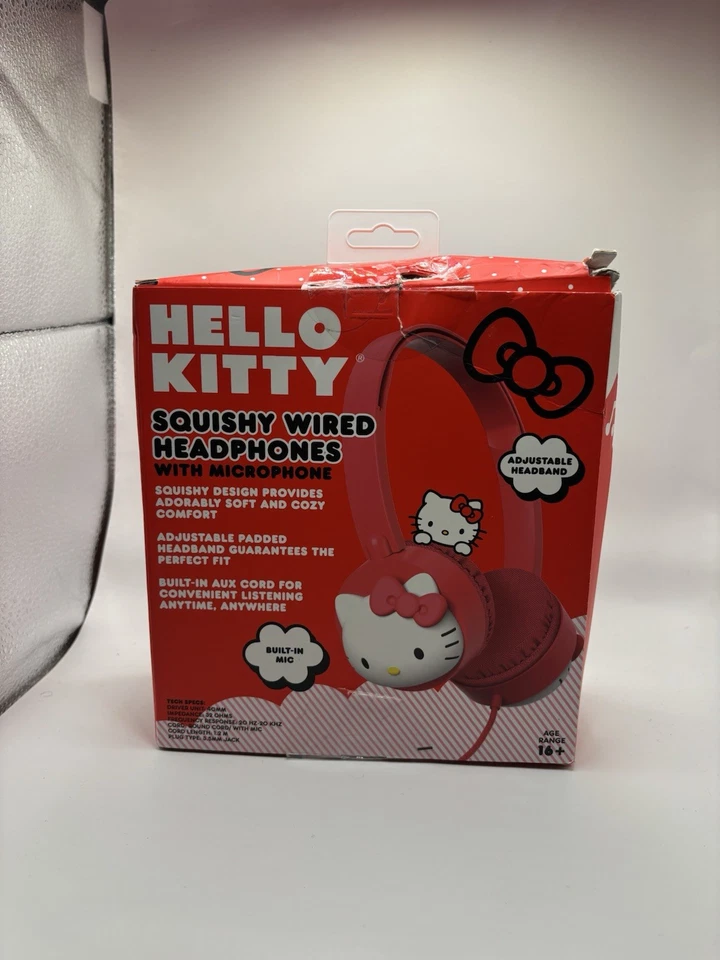 Hello Kitty мягкие проводные наушники розовый белый новый запечатанный в коробке - Изображение 2 из 2