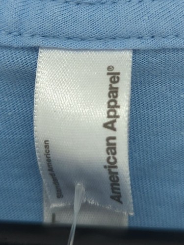 American Apparel T-Shirt Donna L Blu 100% Cotone Basic - Foto 5 di 5
