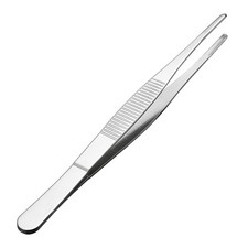 1 Pcs 6.3-Inch Stainless Steel Straight Blunt Tweezers with Serrated Tip
