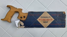 Oxwall's Mitre Back Saw 11.5" Blade Hardwood Handle Slipcover Tool Vtg Handsaw
