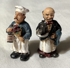 Pair of Resin Figurines ~ Chef and Sommelier ~ Cute on a Charcuterie Board 2.25"