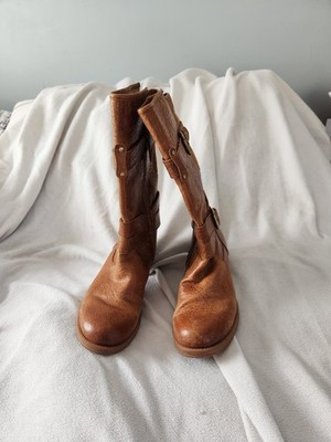 Naya Women's Leather Boot Size 8 Side Zip Brown Mid-Calf